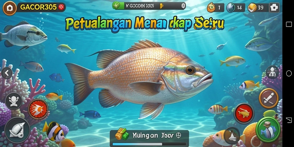Screenshot utama GACOR305 menampilkan momen menangkap ikan yang seru.