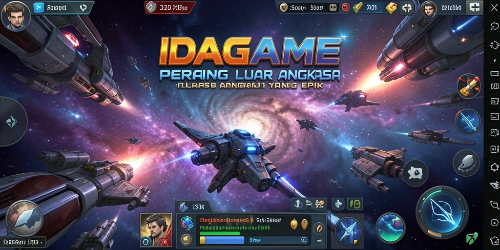 Screenshot dari gameplay <strong>IDAGAME</strong> menunjukkan aksi pertempuran luar angkasa yang intens.