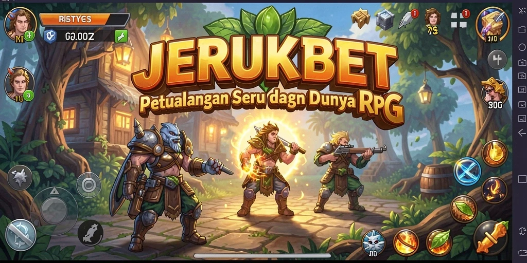 Screenshot gameplay JERUKBET menampilkan pertarungan seru dalam dunia RPG.