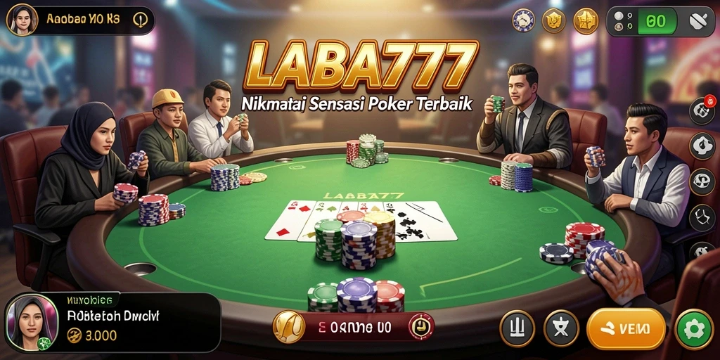 Gameplay LABA777 menampilkan suasana poker yang mendebarkan dan interaktif.
