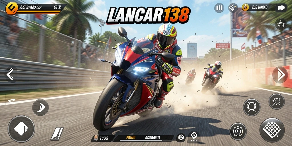 Screenshot gameplay <strong>LANCAR138</strong> yang menampilkan balapan motor yang intens.