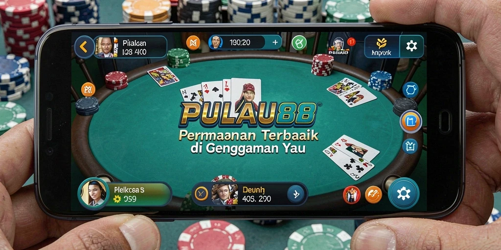 Screenshot utama PULAU88 menunjukkan gameplay poker yang seru dan mendebarkan.
