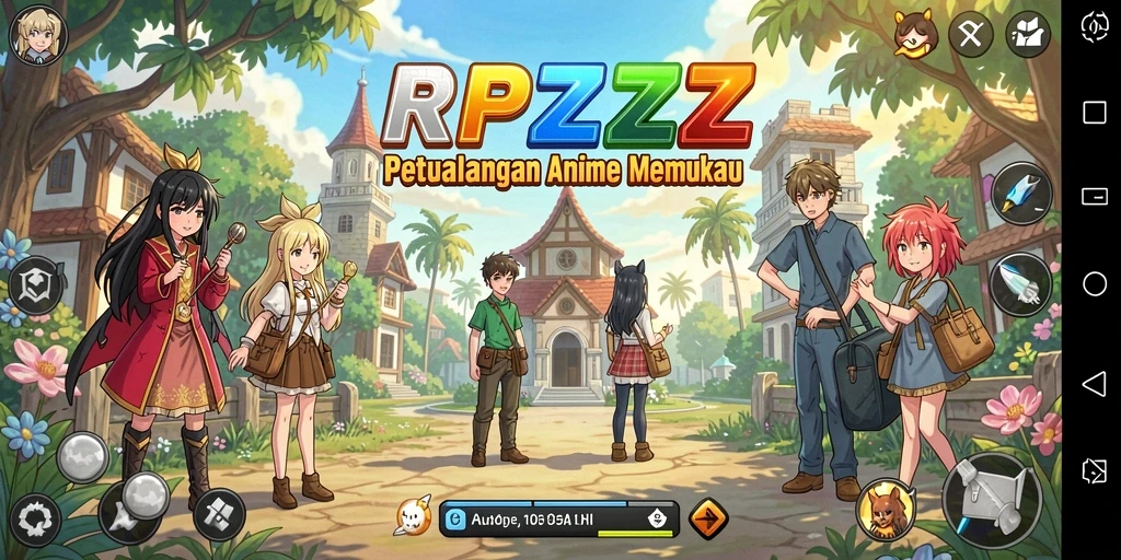 Tampilan utama RPZZZ menampilkan karakter anime beraksi dalam pertempuran epik.