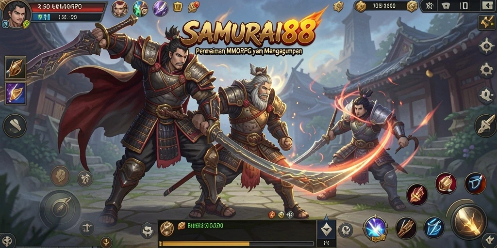 Tampilan gameplay menarik dari SAMURAI88 saat bertarung melawan monster yang menakutkan.